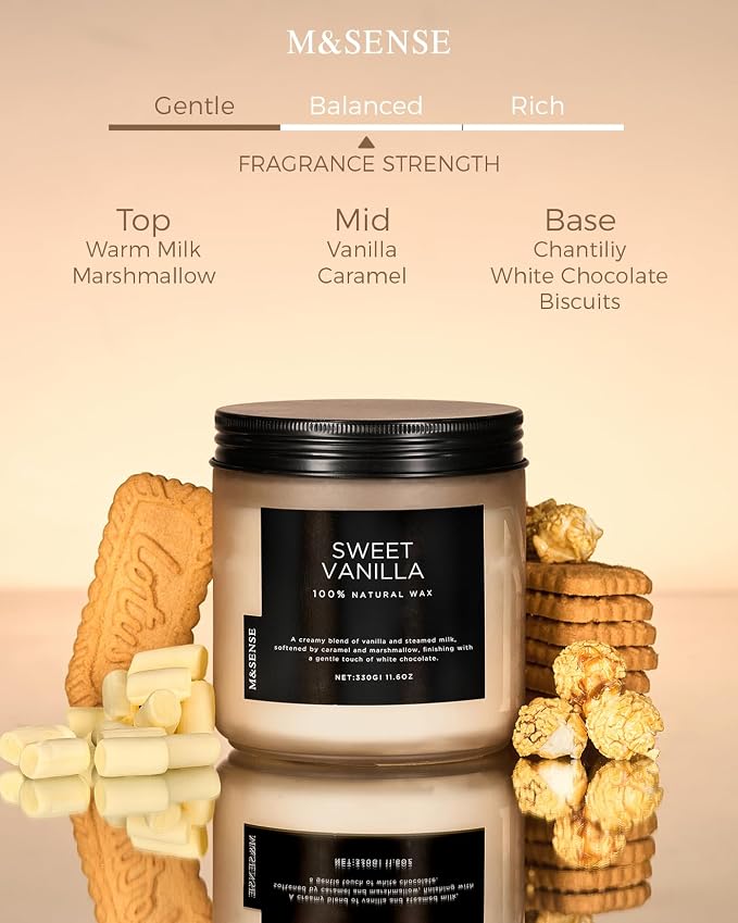 M&SENSE Sweet Vanilla Scented Candles - Image 2