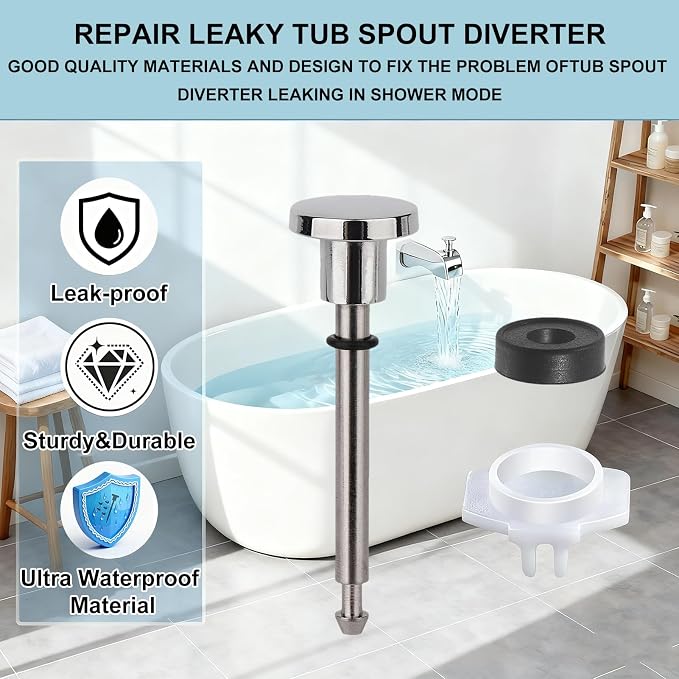2 Set Universal Tub Spout Diverter Repair Kit Parts, Includes 2 x Diverter - Image 2