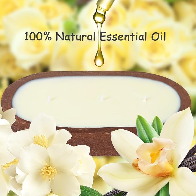 Aromatherapy Candle, SEVEYEE Vanilla Candle 10wicks 30inch, Large Wooden Bowl - Image 7