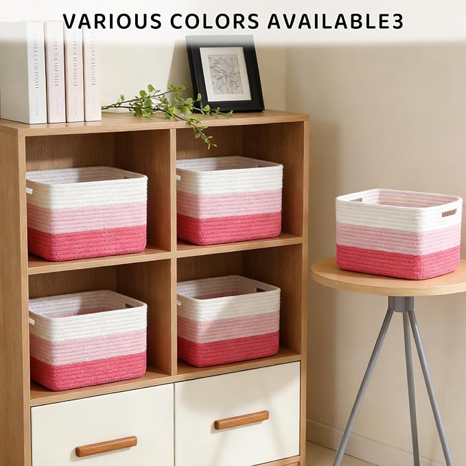 4 Pack Storage Baskets for Organizing, and Clothes, Cotton Rope Basket for - Image 4