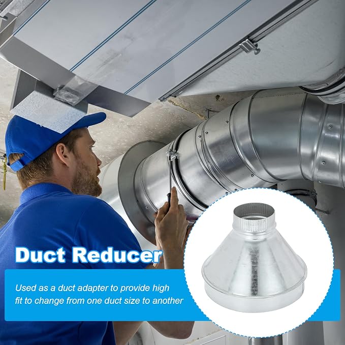 PATIKIL 10 Inch to 4 Inch Duct Reducer, Galvanized Steel Round Air Duct Reducer - Image 4