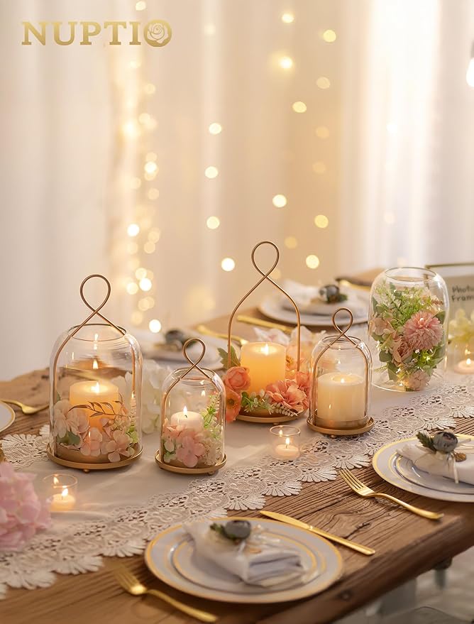 NUPTIO Glass Lanterns Decorative Outdoor, Table Centerpiece - Image 5