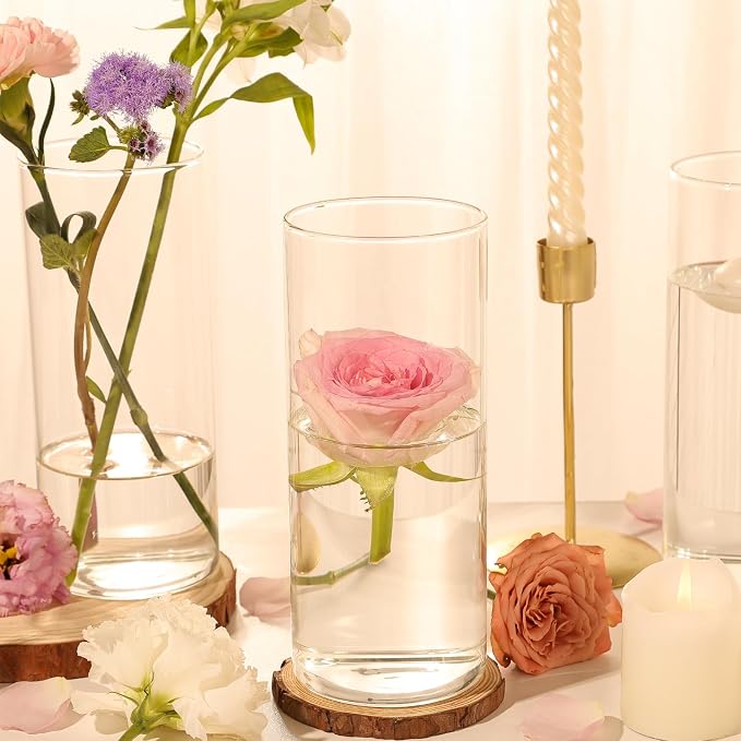 12pcs 8 Inch Clear Glass Cylinder Vases - Image 7
