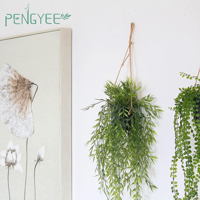 3 Packs 28" Fake Hanging Plants - Image 5