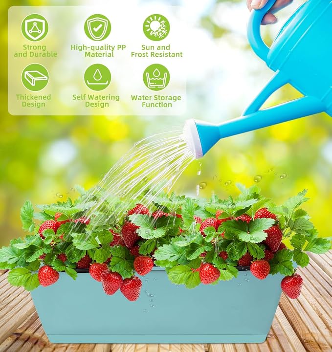 LOCONHA 7 Pack Window Box Planter, Plastic Vegetable Flower Planters Boxes | 17 - Image 4