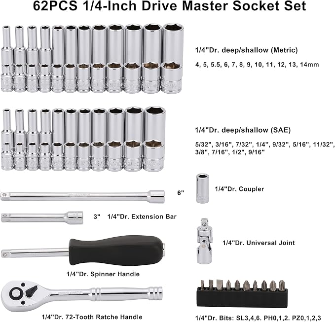 CASOMAN 1/4-Inch Drive Master Socket Set - Image 4
