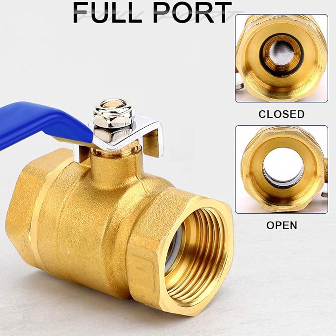 2 Pack 3/4" Full Port Ball Valve Brass, 3/4 Inch NPT Brass Valve, 3/4" Female x - Image 4