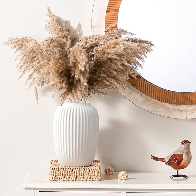 White Ceramic Vase for Modern Home Decor, Minimalistic Nordic Boho Matte Vase - Image 3