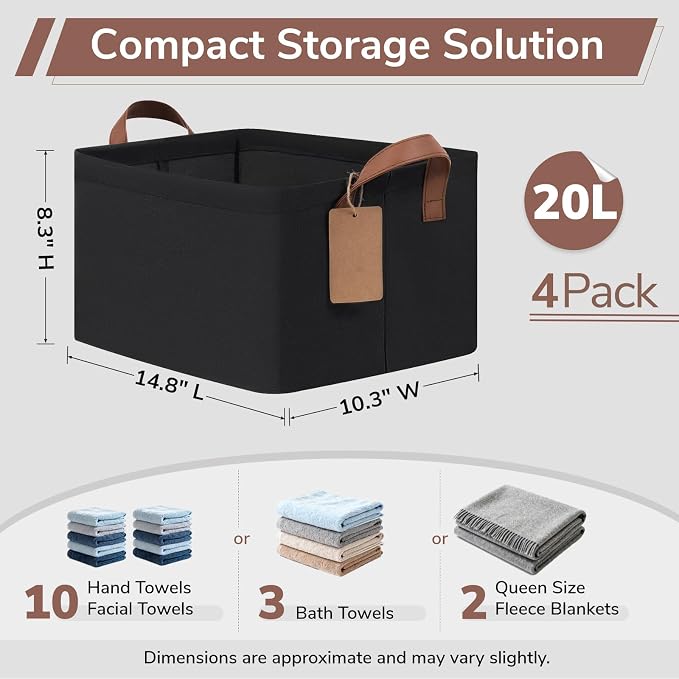 CHICVITA 4 Pack Fabric Storage Bins - Image 3