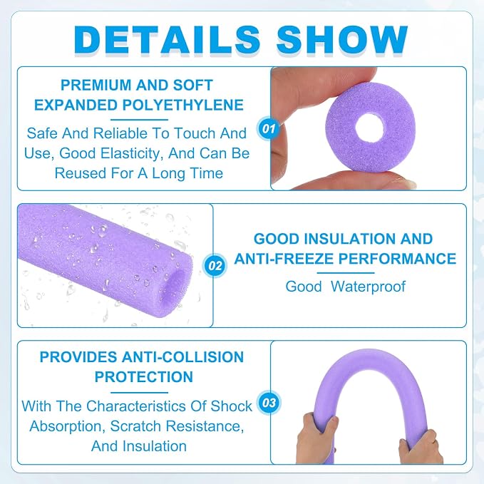 PATIKIL Pipe Insulation Foam Tube Foam Pipe Tubing Covers Purple 2Pcs | 1/2" ID - Image 3