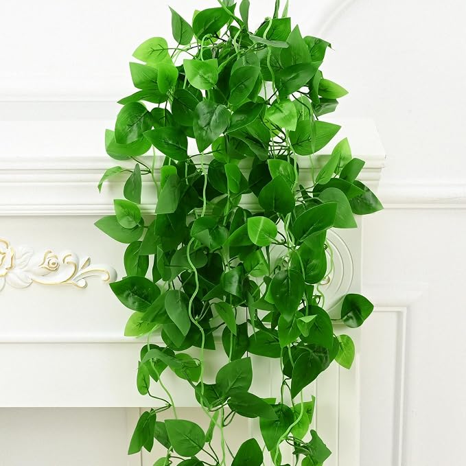 BLEUM CADE 4Pcs Fake Hanging Plants, 9 Branch Artificial Hanging Plant - Image 3