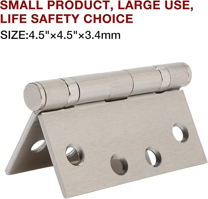 TDCHINGES Heavy Duty Door Hinges Brushed Nickel 4.5 Inch x 4 1/2" Square | 12 - Image 7
