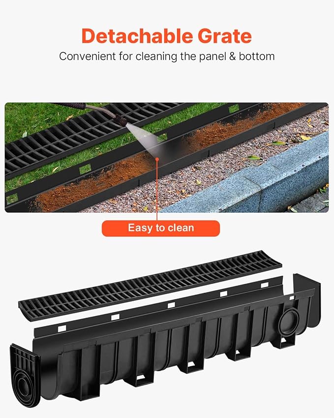 VEVOR Trench Drain System 4 Pack, Channel Drain - Image 4