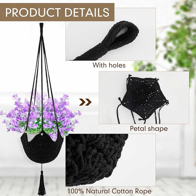 Shappy 1 Pack Boho Macrame Plant Hanger - Image 5