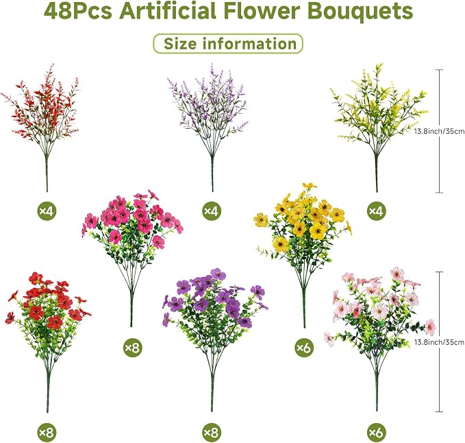 SHareconn 48 Bundles Artificial Flowers - Image 3