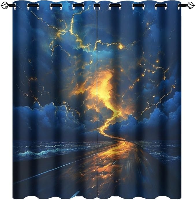 Nature Tornado Lightning Blackout Curtains by StyleYourHomeLoveYourSpace