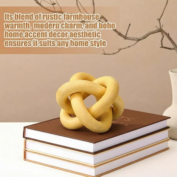 Yalikop 3 Link Wood Knot Decor Rustic Table Shelf Home Decor Accents, Boho - Image 4