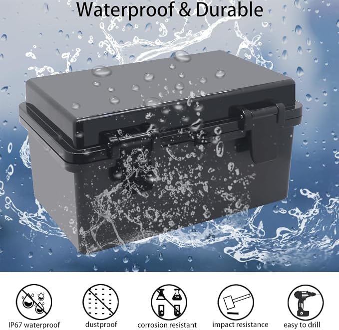 Junction Box, Hinged Black Cover IP67 Waterproof ABS Project Box - Image 2
