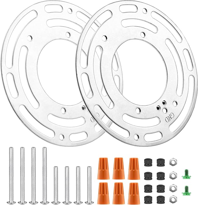2 Pack Universal Light Fixture Mounting Bracket, 4 Inches Diameter Steel Round by Armiika