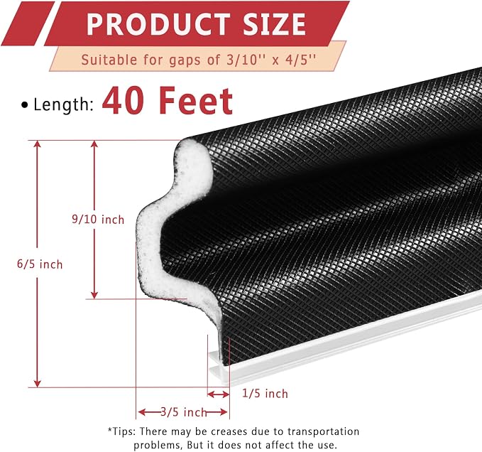40 Feet Long Reach Weather Stripping Door Seal, V-Shaped Replacement Door Seal - Image 3