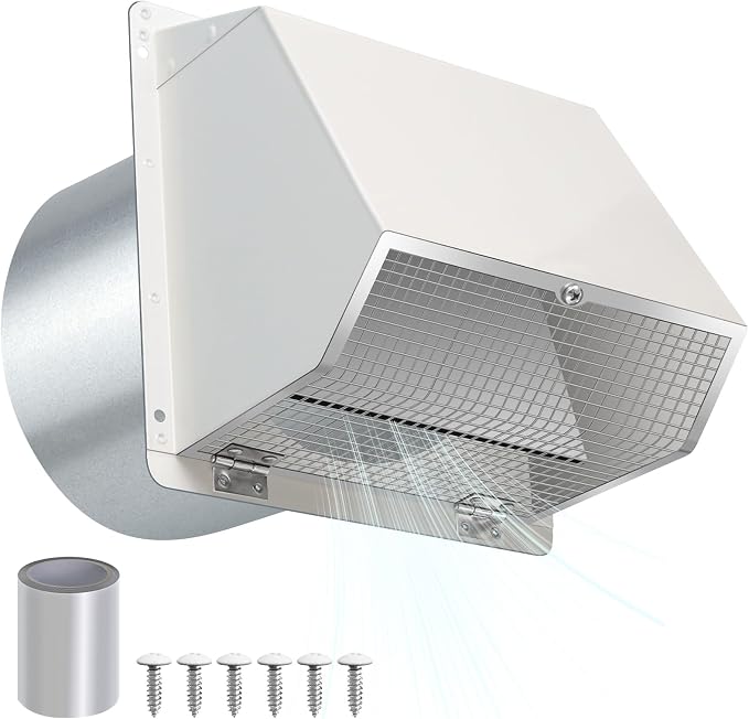 12 Inch Hooded Wall Vent with Screen and Damper, Outdoor Wall Exhaust Vent - Image 9
