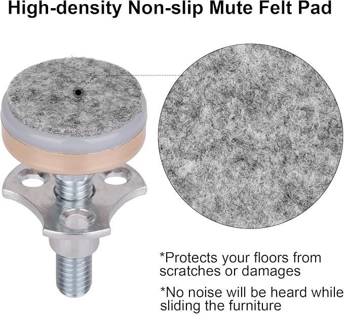 Heavy Duty Furniture Levelers 3/8''-16 Thread w/ T-Nut Kit Furniture Leveling - Image 3