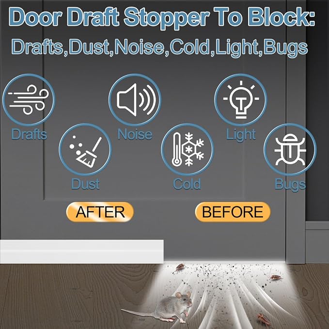 5 Pack Door Draft Stopper, Door Sweep - Image 2