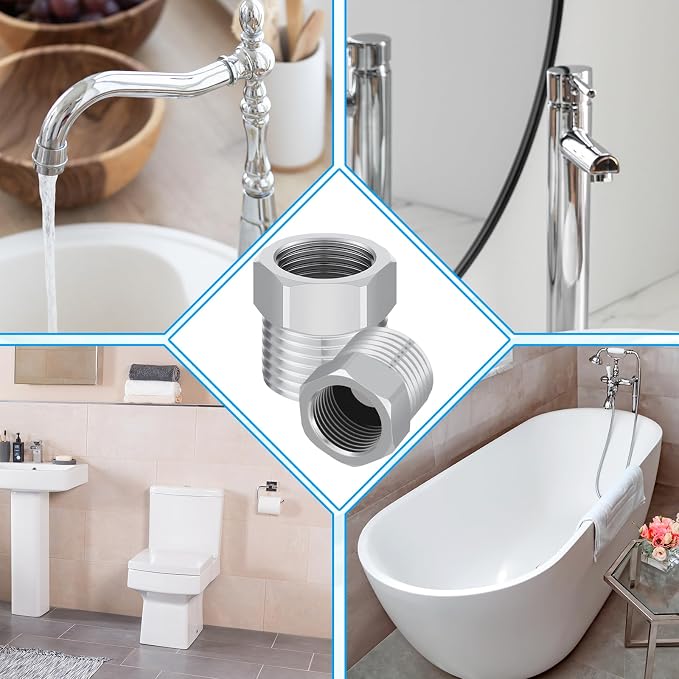 3/8 Female to 1/2 Male Adapter, Plated Compression Faucet Connector, Water Hose - Image 5