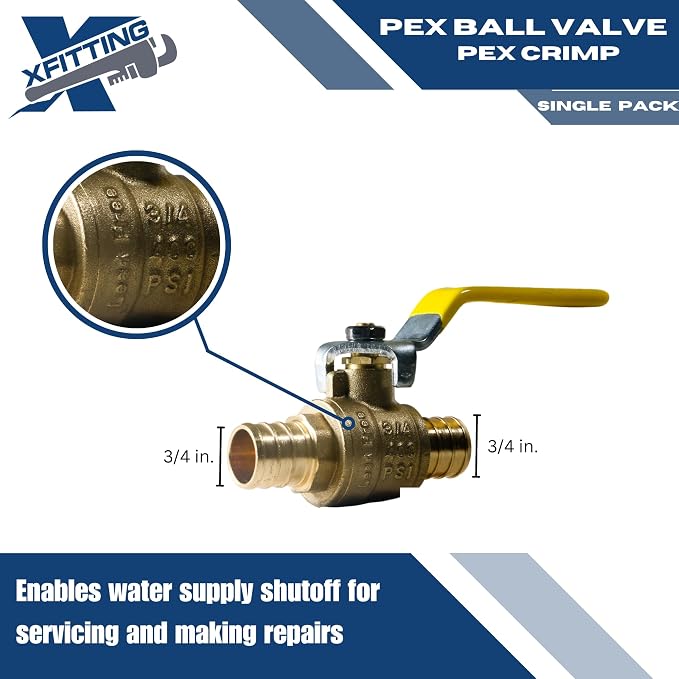 1 Pack XFITTING 3/4 inch Pex Ball Valve, Full Port - Image 2
