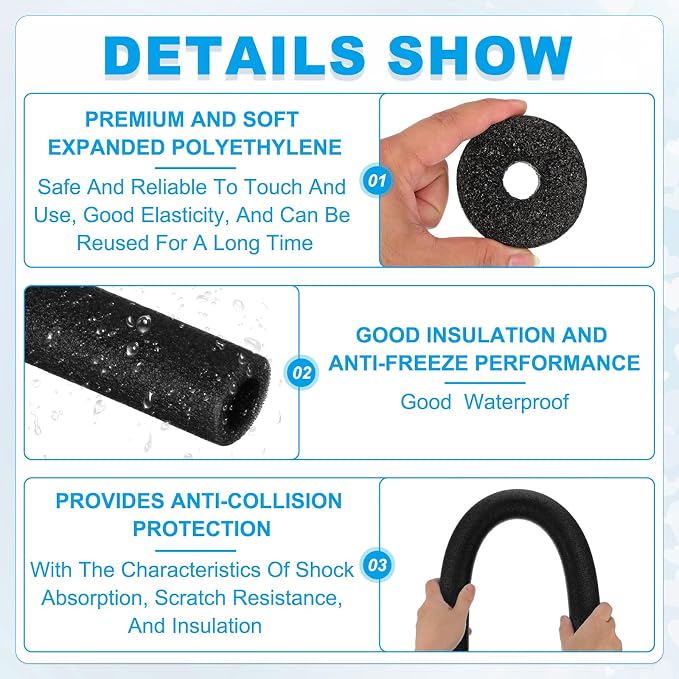 PATIKIL Pipe Insulation Foam Tube Foam Pipe Tubing Covers Black 2Pcs | 13/16" - Image 3