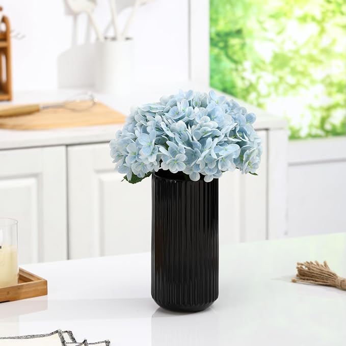 Ribbed Glass Vase, Flower Vase for Bouquet, Modern Vases for Living Room - Image 4