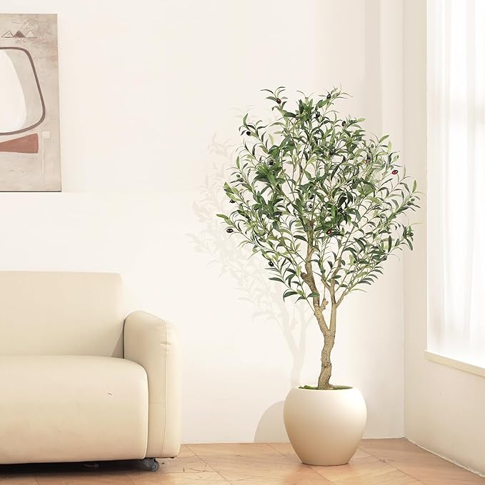 Faux Olive Tree 4ft with Large Olive Branches and Lifelike Leaves | 4ft Olive - Image 6