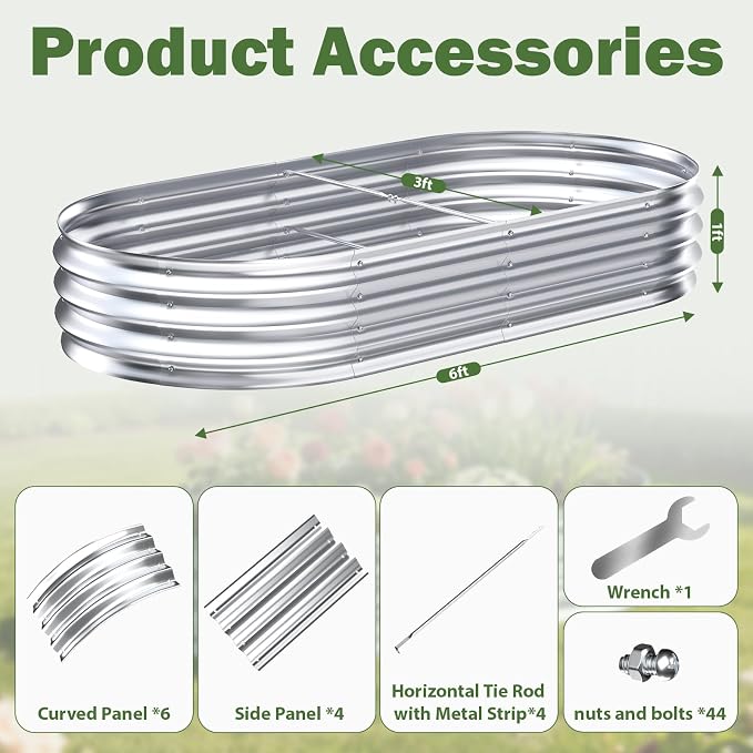 Galvanized Raised Garden Bed Outdoor, Easy Assemble Large Oval Plant Container - Image 2