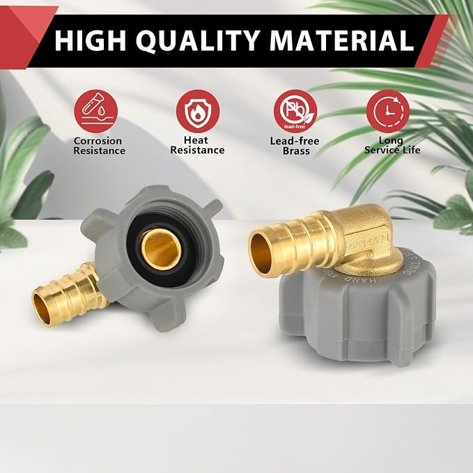 EFIELD 1/2 Inch Pex X 7/8 Inch Toilet Ballcock Swivel Elbow Adapter, Brass - Image 4