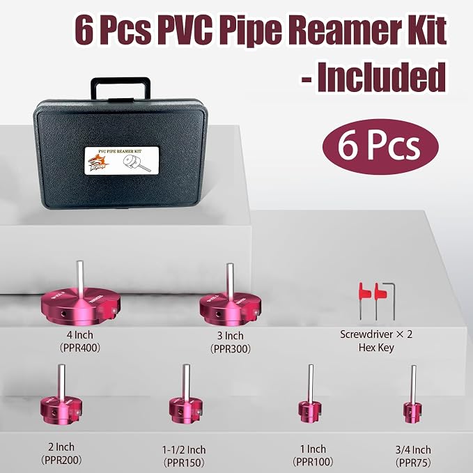 6 Pcs PVC Pipe Reamer Kit, PVC Fitting Saver Plastic Pipe Fitting Reamer | - Image 2