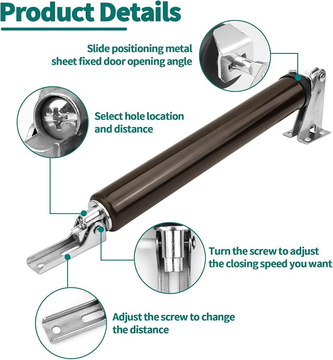 Screen and Storm Door Closer Kit, Heavy Duty Pneumatic Screen and Storm Door - Image 3