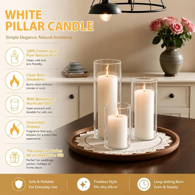 24 Pcs White Pillar Candles - Image 2