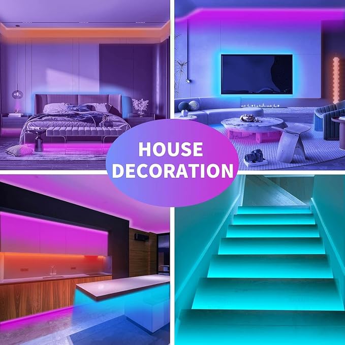 KSIPZE 96ft Led Strip Lights RGB Music Sync Color Changing Bluetooth Led Lights - Image 6
