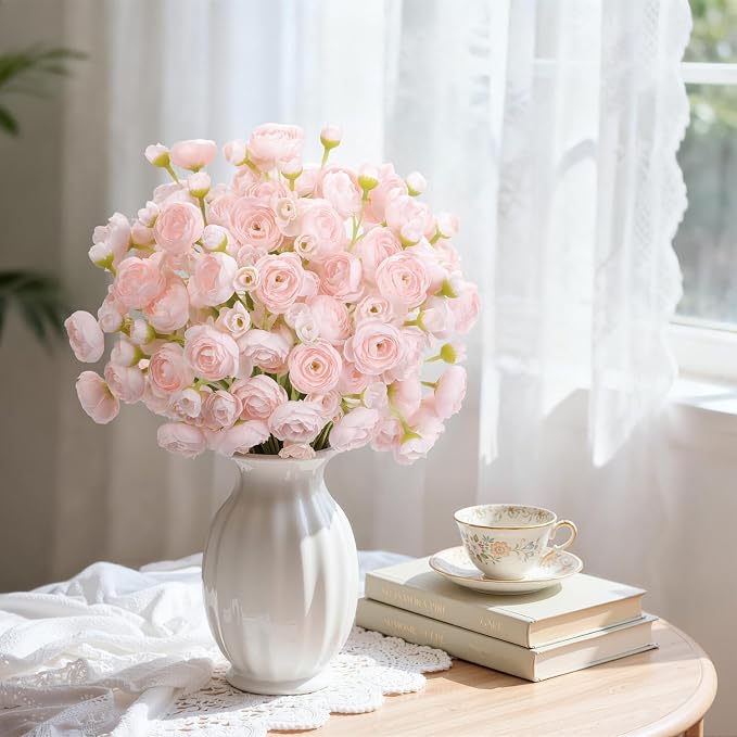 Alupssuc 30Pcs Ranunculus Artificial Flowers Faux Silk Mini Flowers Indoor | - Image 9