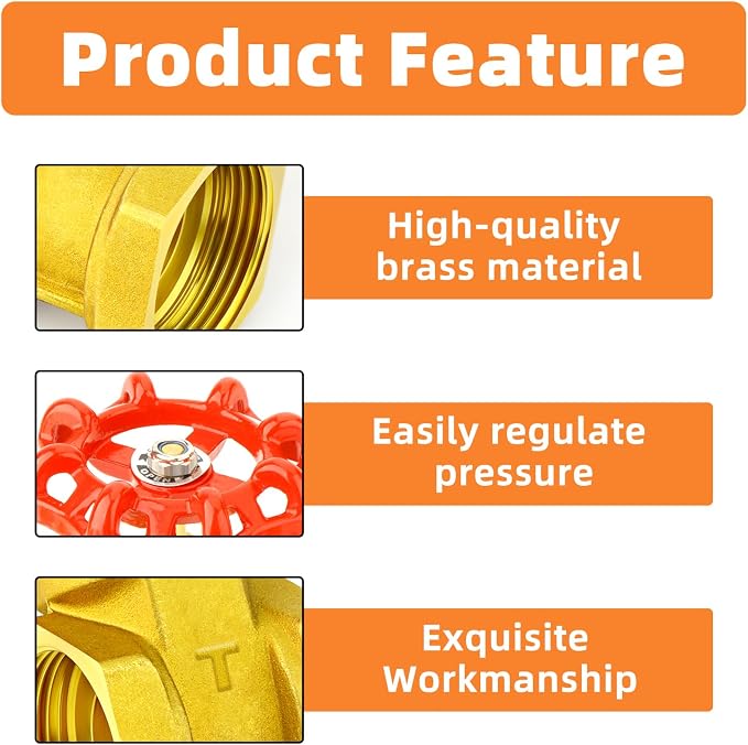 GASHER 1PCS 1 Inch Brass industrial Gate Valve, Heavy-duty Rotary Sluice Valve - Image 4