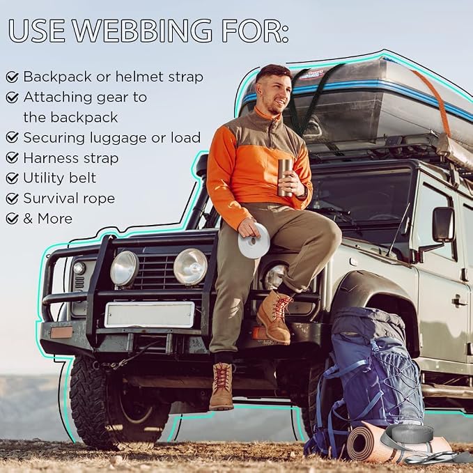 Webbing Strap, 3/4" to 2", 10-50 Yds, EDC gear, backpack repair and pet dog - Image 7
