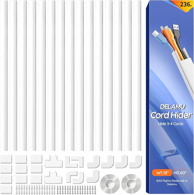 Delamu 236in Cord Hider, Professional Cable Cover Kit by DELAMU