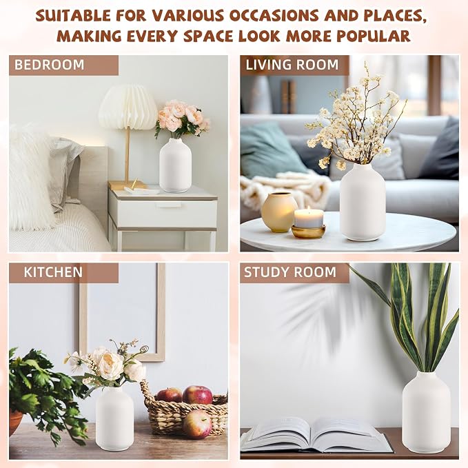 Tioncy 15 Set 5.5"*3" White Ceramic Bud Vases Bulk Boho Valentine's Day - Image 5