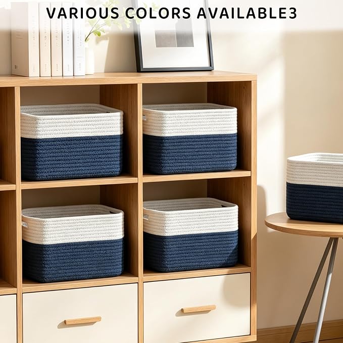4 Pack Storage Baskets for Organizing, and Clothes, Cotton Rope Basket for - Image 4