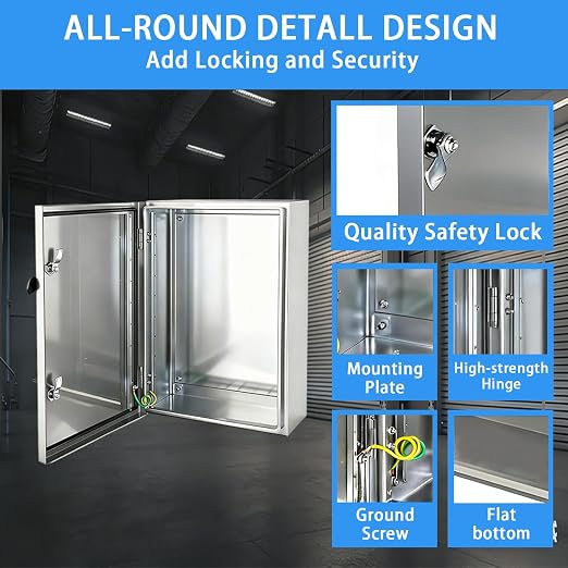 Electrical Enclosure 24x24x12, 304 Stainless Steel Enclosure IP66 Waterproof - Image 4