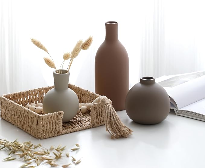 Ceramic Vase Set of 3, Vases Home Decor Rustic Farmhouse Decorative Vase - Image 6