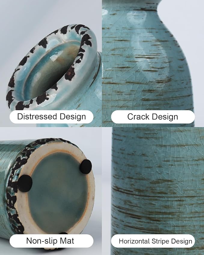 Modern Pottery Vase Set of 3, Neutral Ceramic Bottle Vases - Image 3