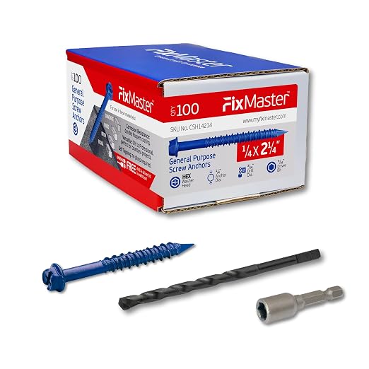 1/4 x 2-1/4" Hex Head Blue Concrete Screw Anchors by Unknown