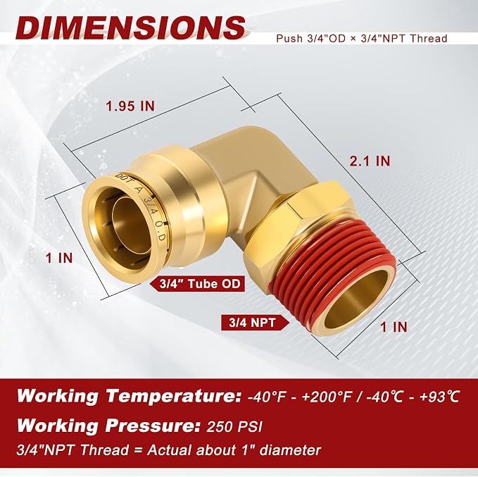 90° Swivel Male Elbow, 3/4" Tube x 3/4" NPT, DOT Approved 2PCS | - Image 5