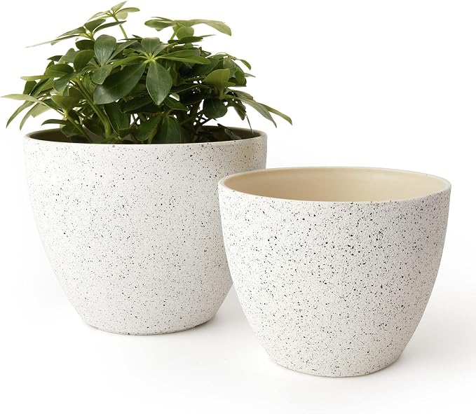 LA JOLIE MUSE Planter Pots, Indoor Outdoor Flower Pot, 8.6+7.5 Inch 2 Pack | by LaJol%C3%ADeMuse